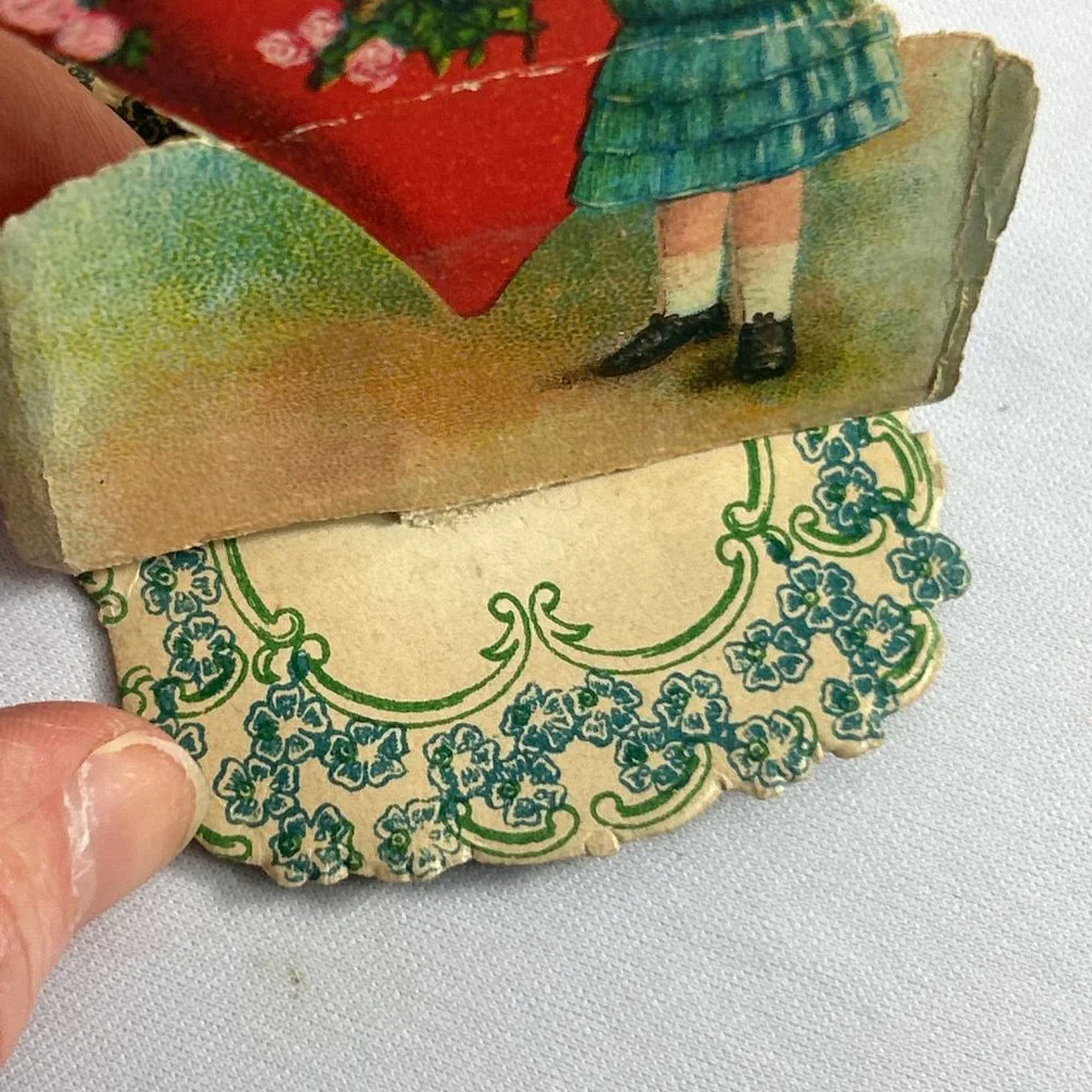 Antique Valentine Fold Out Card 3D Loving Greetings Germany Heart Dove Roses